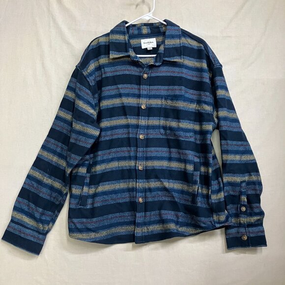 Goodfellow & Co Men's Striped Heavyweight Flannel Long Sleeve Button-Down Shirt - Picture 4 of 14